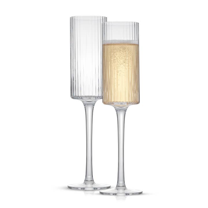 JoyJolt - Wholesale Champagne Flute - JoyJolt Elle Fluted Cylinder Champagne Glass - Set of 2