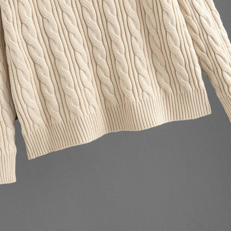 Sheer Trend - Vente Ensemble haut et pantalon (PAS d'intérieur) - Femme - Ensemble Pull à Col en V en Maille Câble et Pantalon à Jambes Larges5