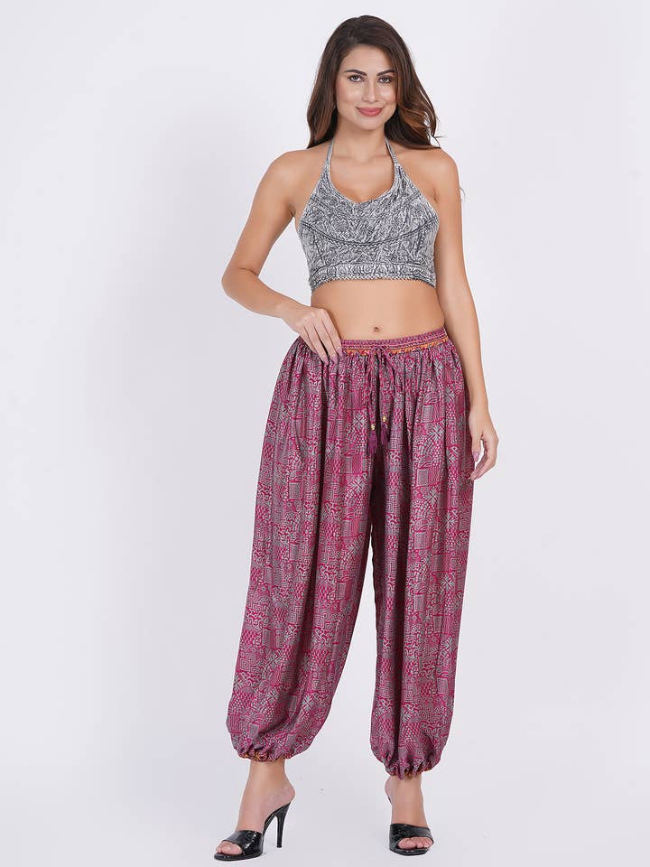 Lote al por mayor de pantalones harén estampados para mujer con cintura elástica para venta al por mayor de Wevez