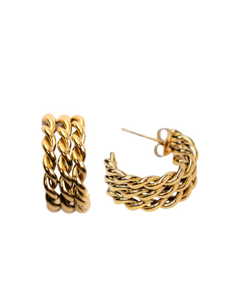 Le Cottage de ma Sœur | Imperméable | Boucles d'Oreilles Mini Créoles en Corde pour la vente par My Sister's Cottage