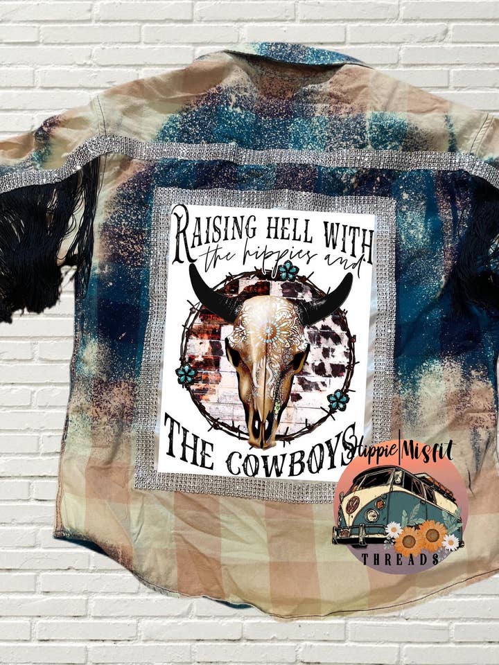 Raising Hell With The Hippies Custom Flannel for wholesale by Hippie Misfit Threads