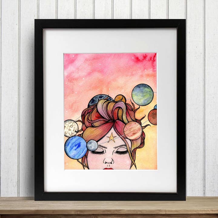 „Orbit“ Akvarel Maleri: Art Print for engroshandel hos PinkPolish Design