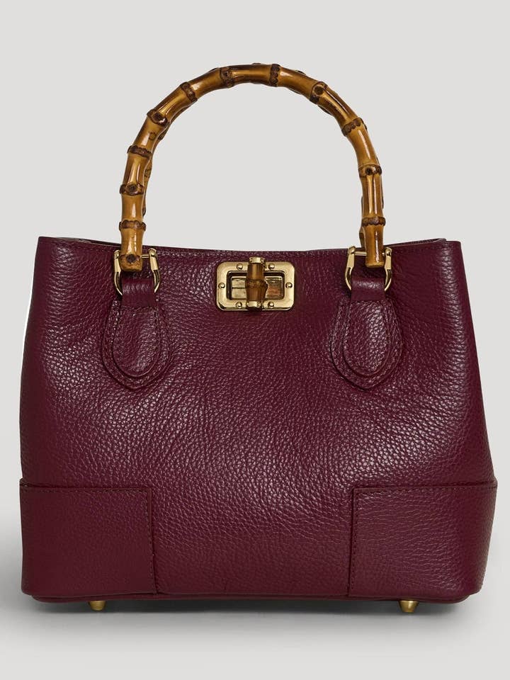 Bamboo Babe Micro Bag em Pele Dollar Borgonha por atacado de Prestige Milano