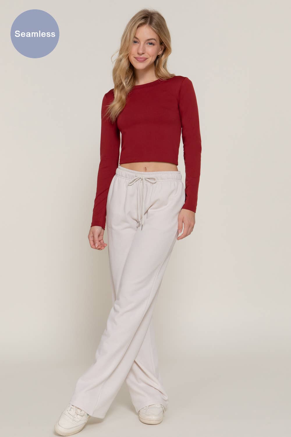 Active Basic | Active USA - Wholesale Knit Top - Women's - Long Sleeve Crew Neck Inner Fur Seamless Crop Top6