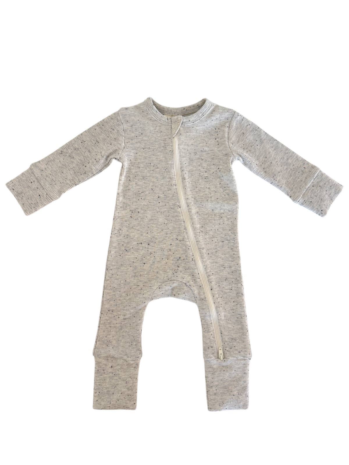 SIIX Collection - Wholesale Jumpsuit - Baby - Heather Speckle / 2-Way Zip Romper1