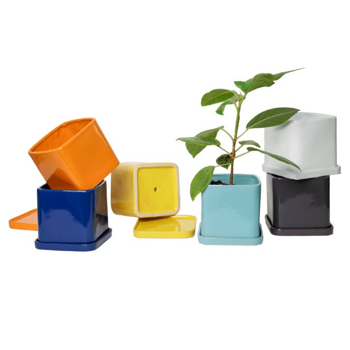 Svek Ceramic Pot And Saucer With Drainage Hole for wholesale by Chive