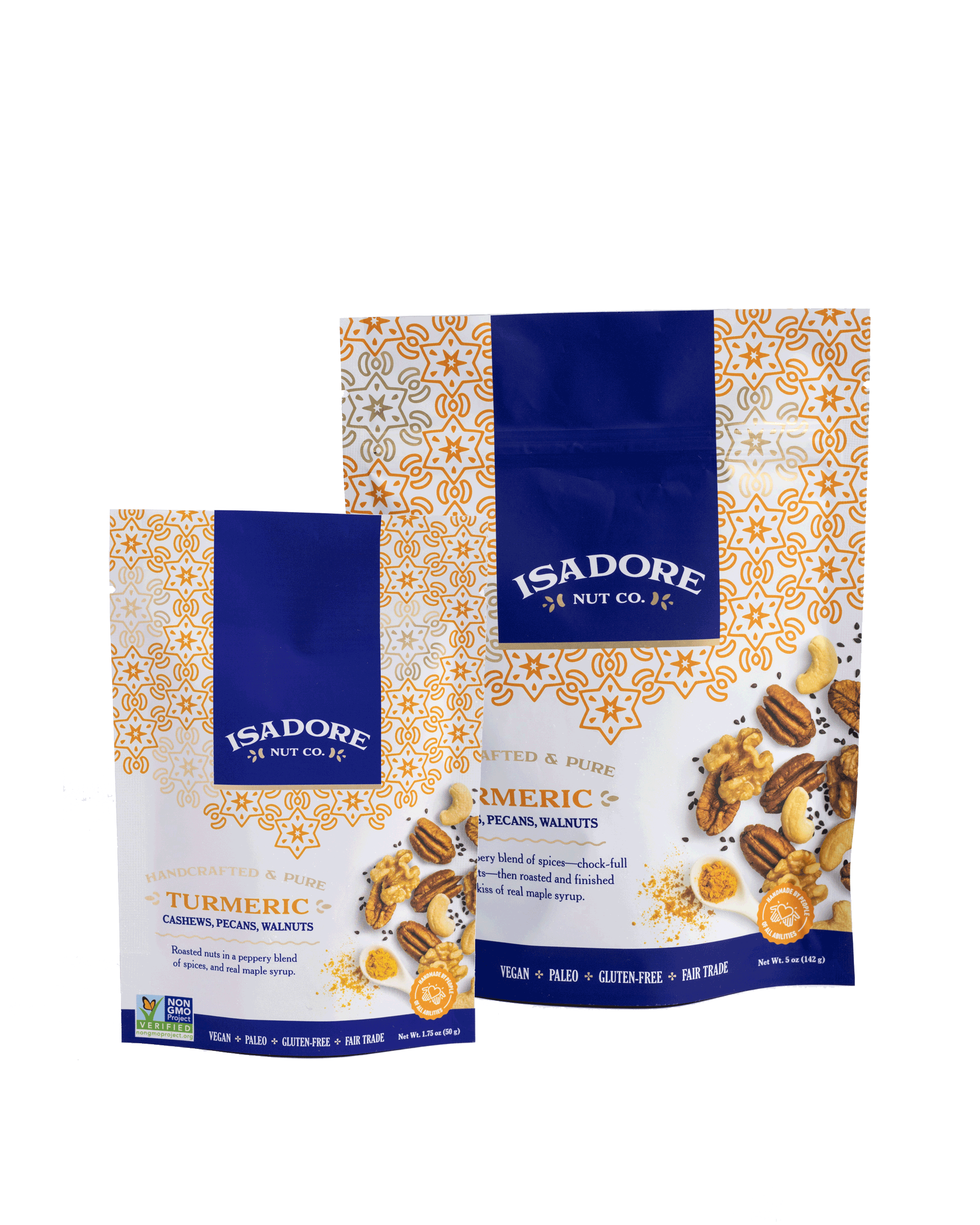 Isadore Nut Company - Wholesale Nuts - Turmeric: Roasted Cashews, Pecans, Walnuts- 5 oz- Non-GMO4