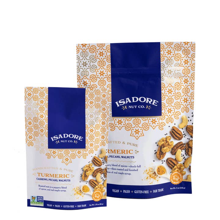 Isadore Nut Company - Wholesale Nuts - Turmeric: Roasted Cashews, Pecans, Walnuts- 5 oz- Non-GMO4