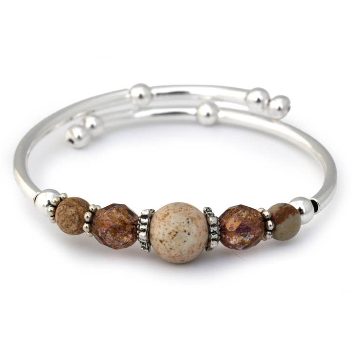 Brown Picture Jasper Solitaire Bracelet for wholesale by Crazyartgrrl Jewelry