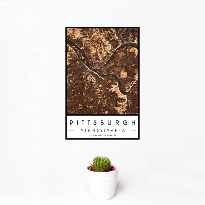 Impresión de mapa Pittsburgh PA Ember para venta al por mayor de JACE.design