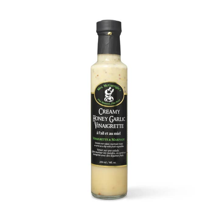 Creamy Honey Garlic Vinaigrette for wholesale by Mrs. McGarrigle’s Fine Mustard