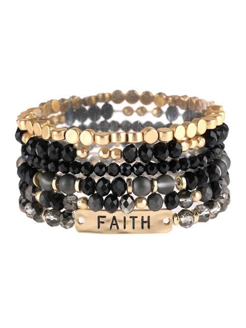 Faith Charm Mixed Beads Bracelet for wholesale by MYS Wholesale Inc