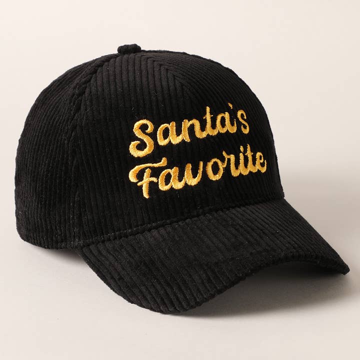 Fashion City - Wholesale Baseball Cap - Unisex - Santa's Favorite Embroidery Corduroy Cap14