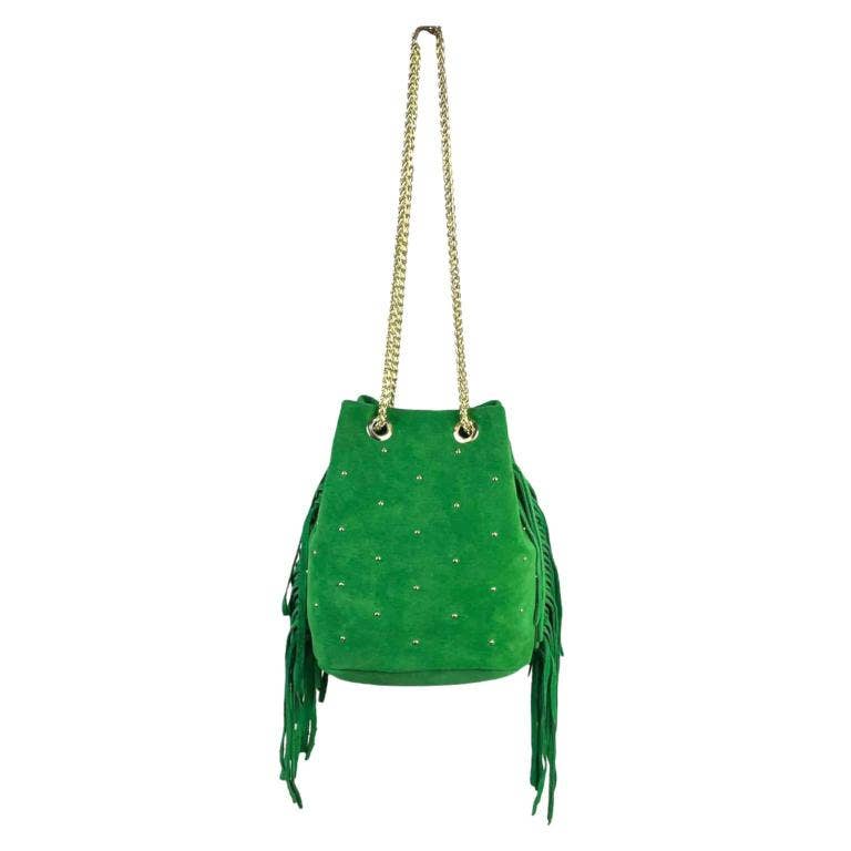 Chenson & Gorett - Wholesale Shoulder Bag - Women's - Women's Leather Bag with Side Fringe and Studs. Sales4