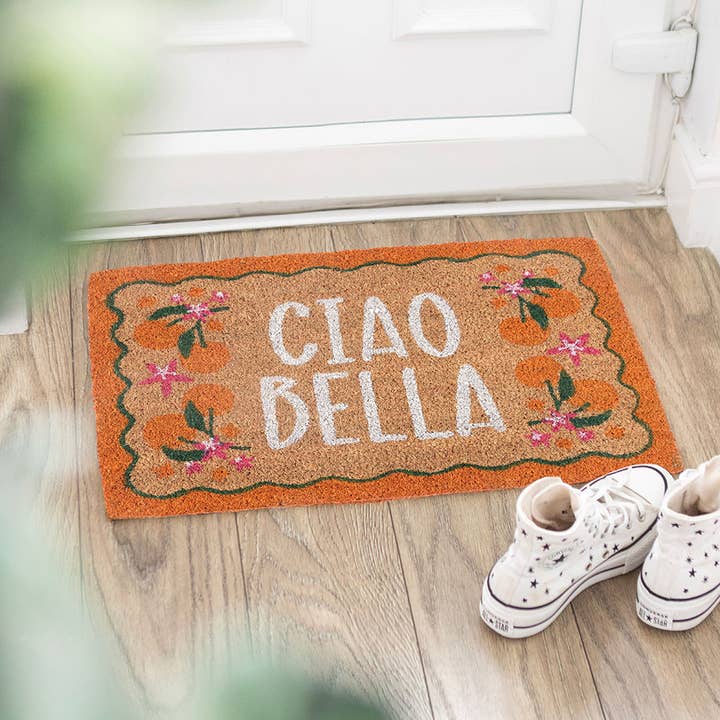 Orange Ciao Bella Doormat for wholesale by Something Different Wholesale