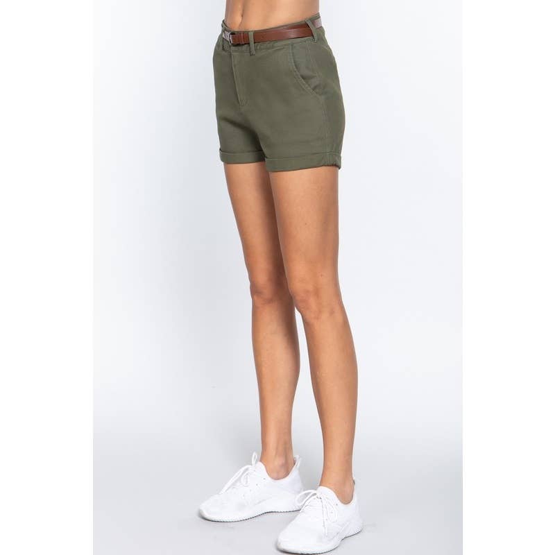 Paperdoll - Wholesale Shorts - Women's - COTTON-SPAN TWILL BELTED SHORT PANTS 14