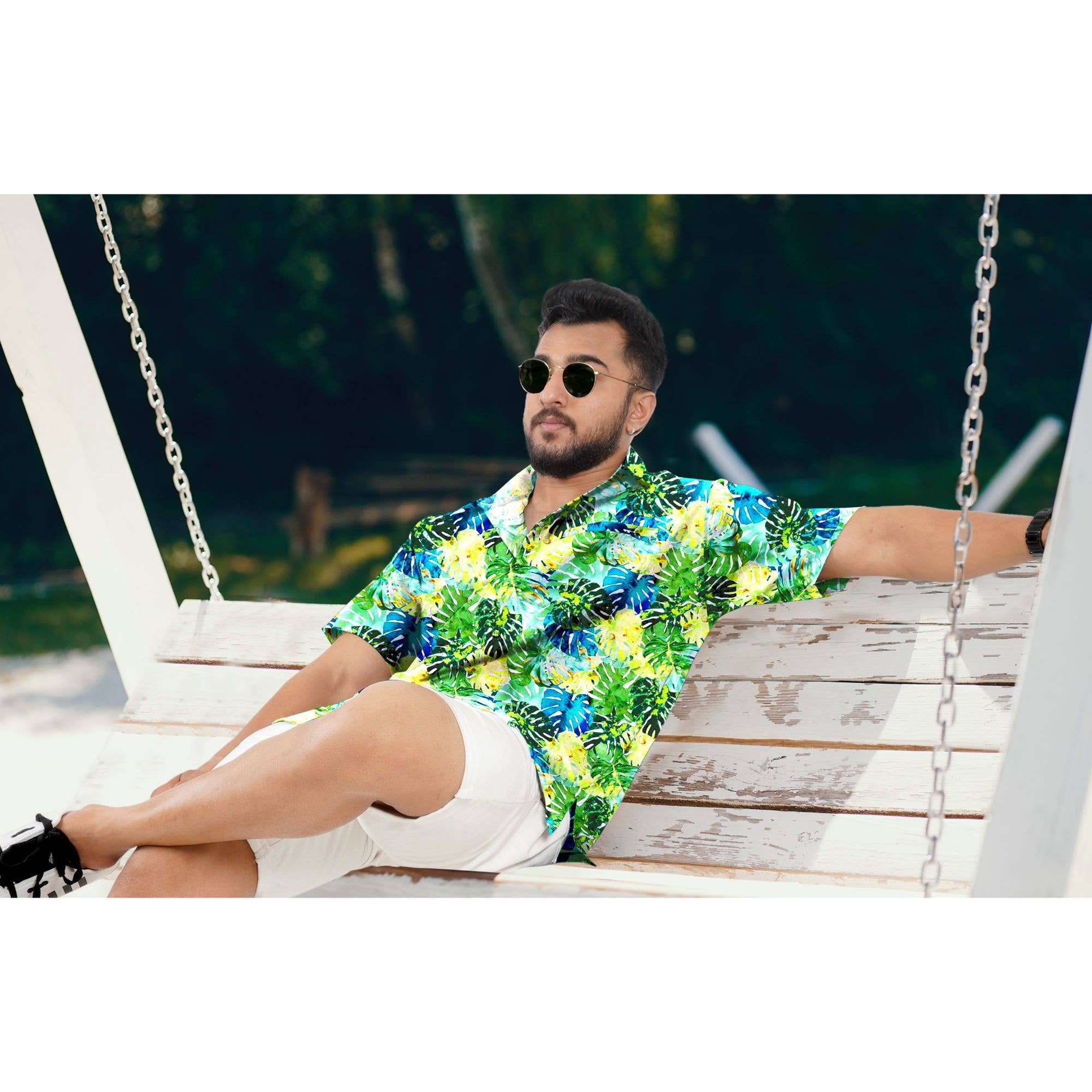 Multi Colored Monstera Leaves Fall Printed Relax Hawaiian Shirt For Men for wholesale on Faire2