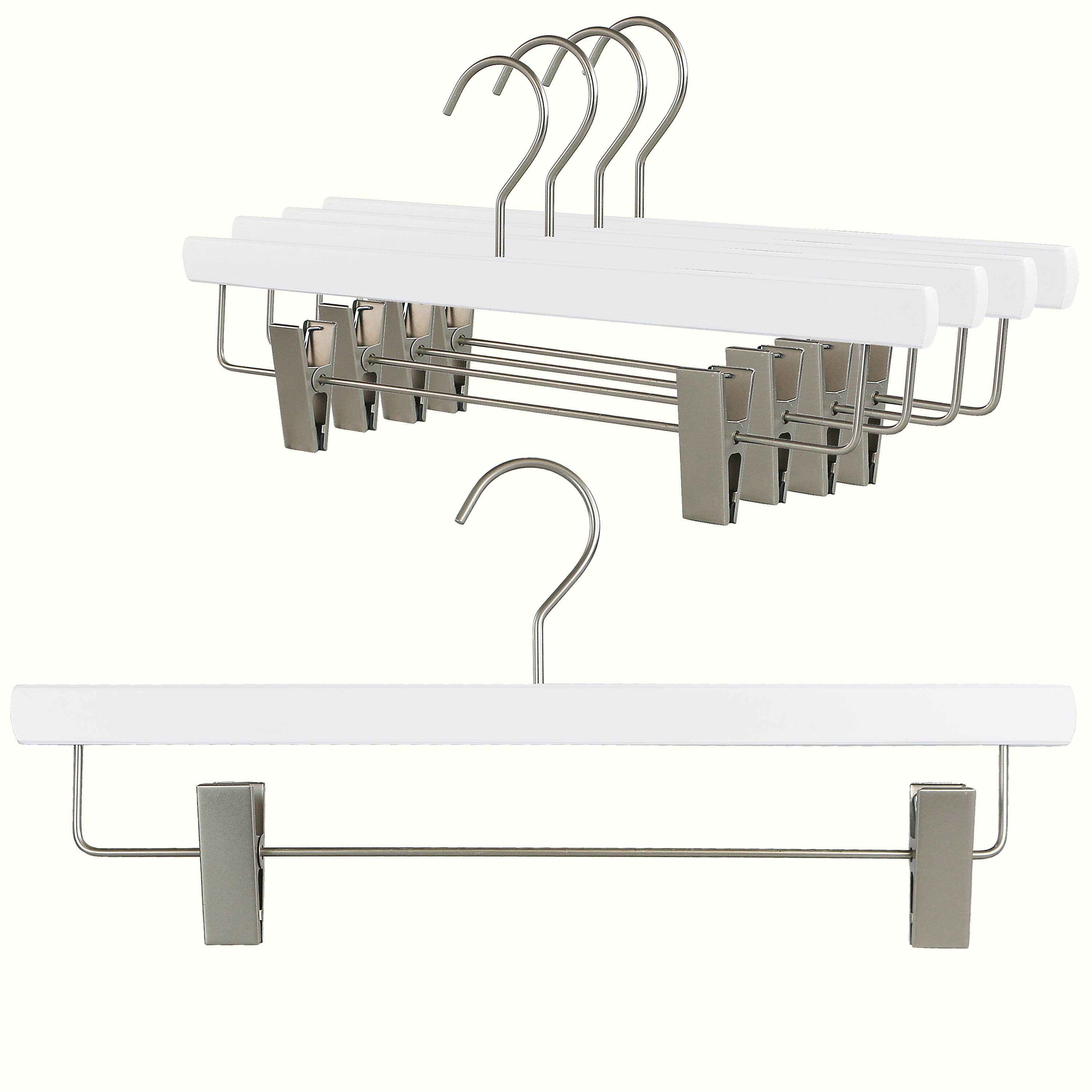 Reston Lloyd - Wholesale Clothes Hangers - Mawa, Wooden Pant Hanger with Clips, Silver Hook7