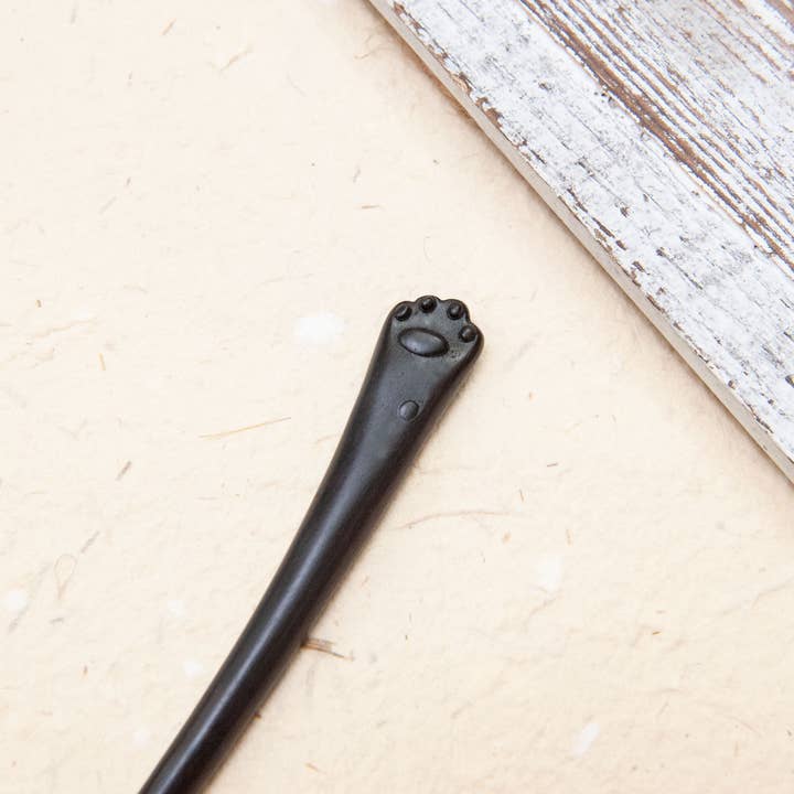 SOMETHING MINTY - Wholesale Hair Pin - Natural Wooden Ebony Hair Stick with Cat Paw Design