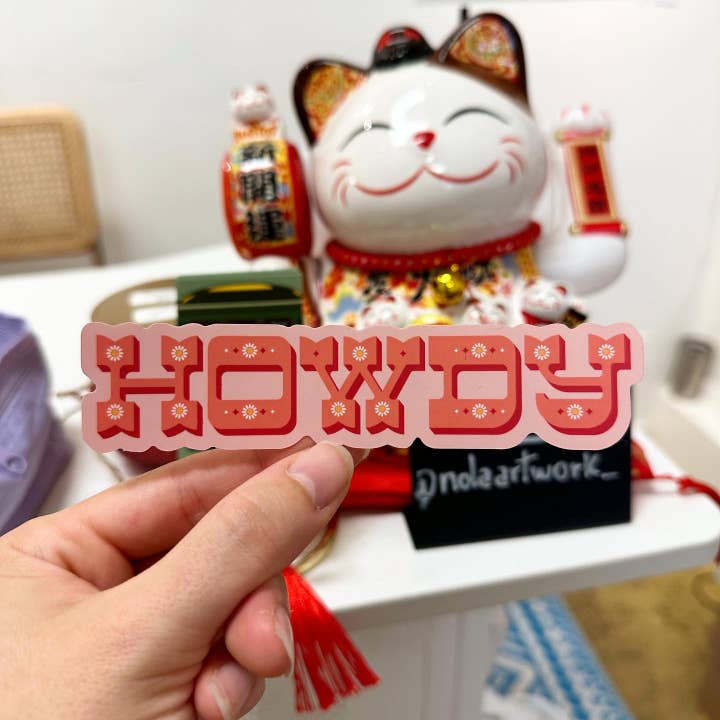 Rosafarbener Howdy Matte Aufkleber für den Großhandel von BBall Y'all