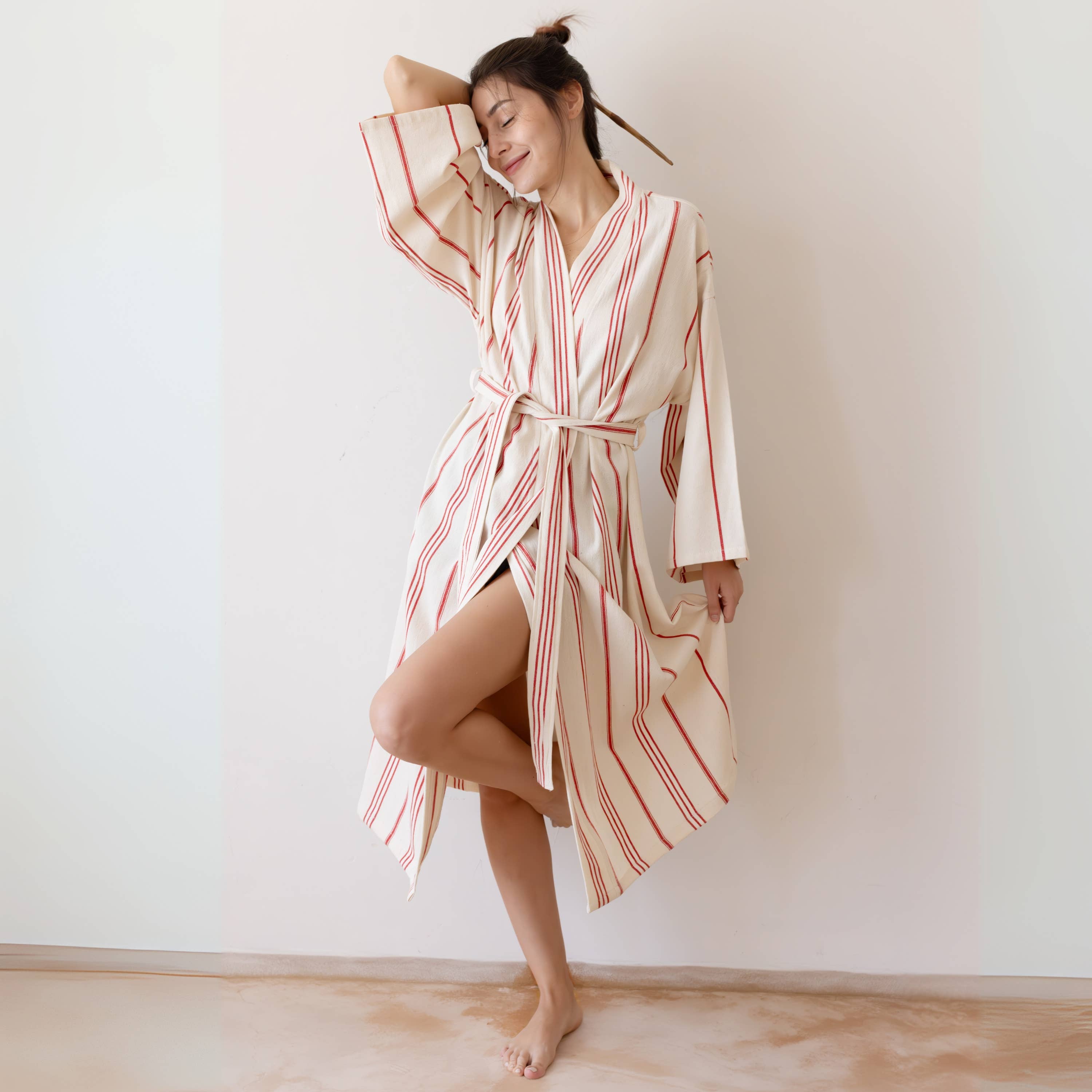 Vivamaison - Vendita all'ingrosso Vestaglia - Unisex - Kimono a Righe in Cotone Premium, Comfort Leggero7