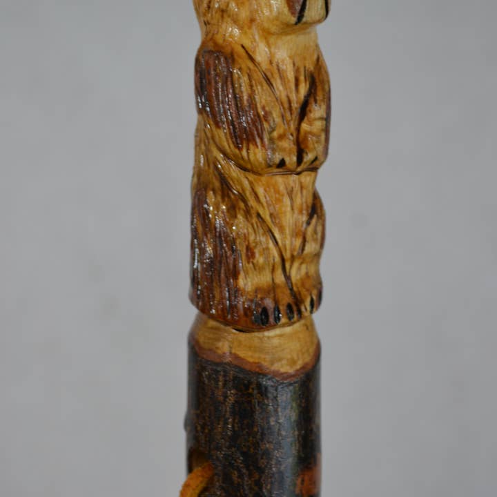 Creation Carvings LLC – wholesale Fitness equipment – Hand Carved Walking Stick, Bear Walking Stick - Grizzly Carving - Bear Stick - Hiking - Dark Wood6