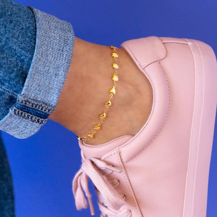 Enkelbandje met hartketting in zilver of verguld voor wholesale door Lucent Studios Ltd