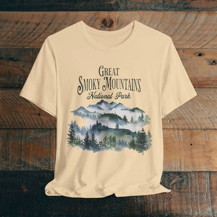 Park Service Apparel - Wholesale Screen Printed T-Shirt - Unisex - Great Smoky Mountains National Park Unisex Fit Soft T-shirt Watercolor Style Nature Tee