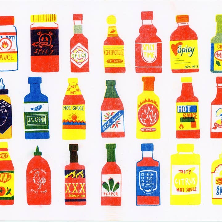 Christina Hu - Wholesale Art Print - Hot Sauce Risograph Print | 8.5"x11"