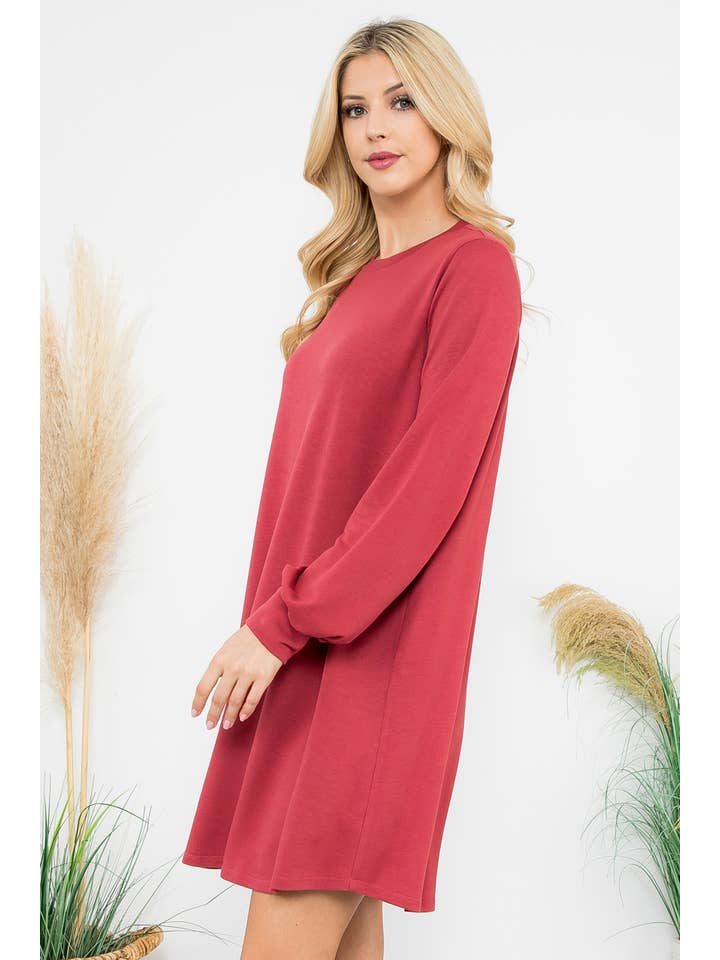 You & Me - Wholesale Dress - Women's - SALE!!! YMD10062XV-PLUS SIZE PUFF SLEEVE FRENCH TERRY DRESS23