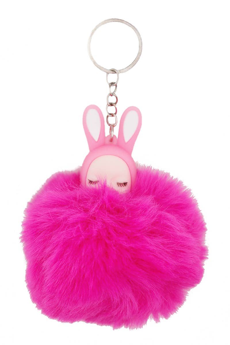 Cap Zone - Wholesale Keychain - Women's - Dreamy Bunny Baby Figurine Fuzzy Pom Pom Keychain1