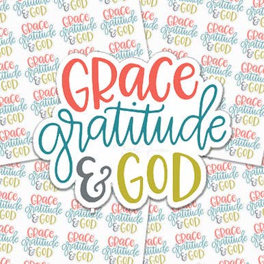 Grace Gratitude & God Sticker Sheet for wholesale by Trendy Transfers