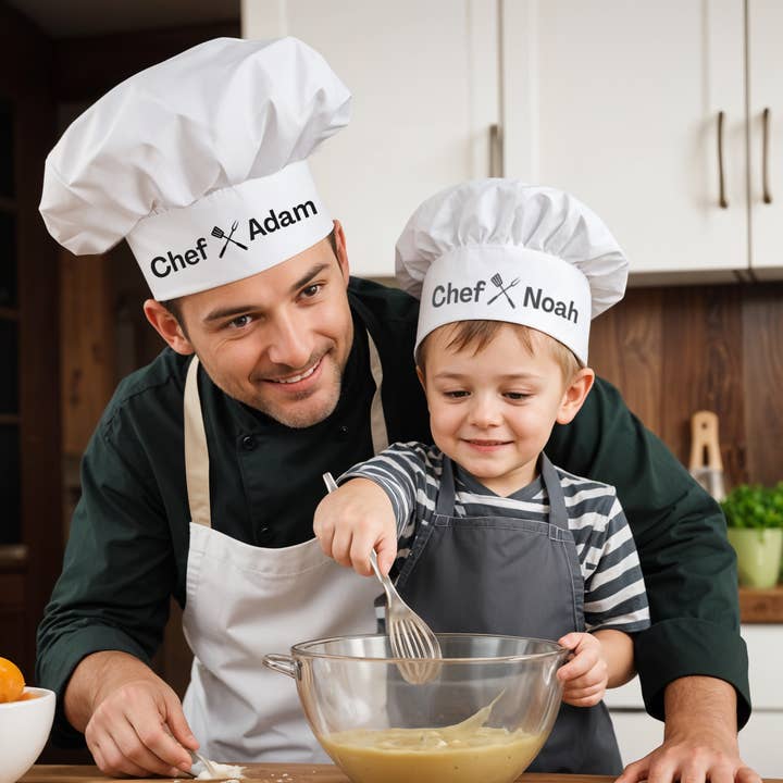 Gradzo - Wholesale Hat Accessory - Men's - Custom Chef Hat – Printed Name and BBQ Grill Design