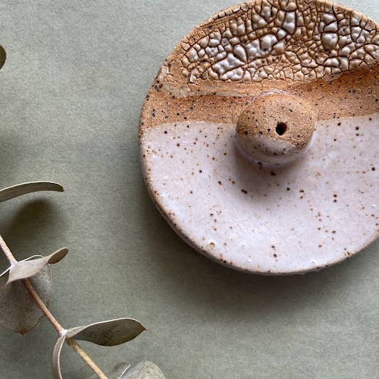 Spring + Vine - Vente Porte-encens - Plat à encens 〰️ Poterie artisanale 〰️ Céramique 〰️ Crackle2
