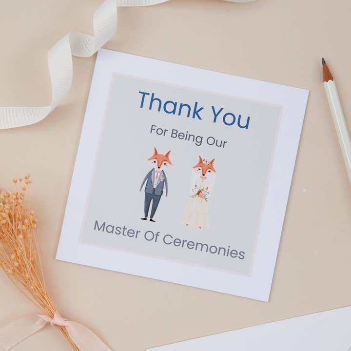 Master Of Ceremonies Thank You Card for wholesale by Susiedoesstationery