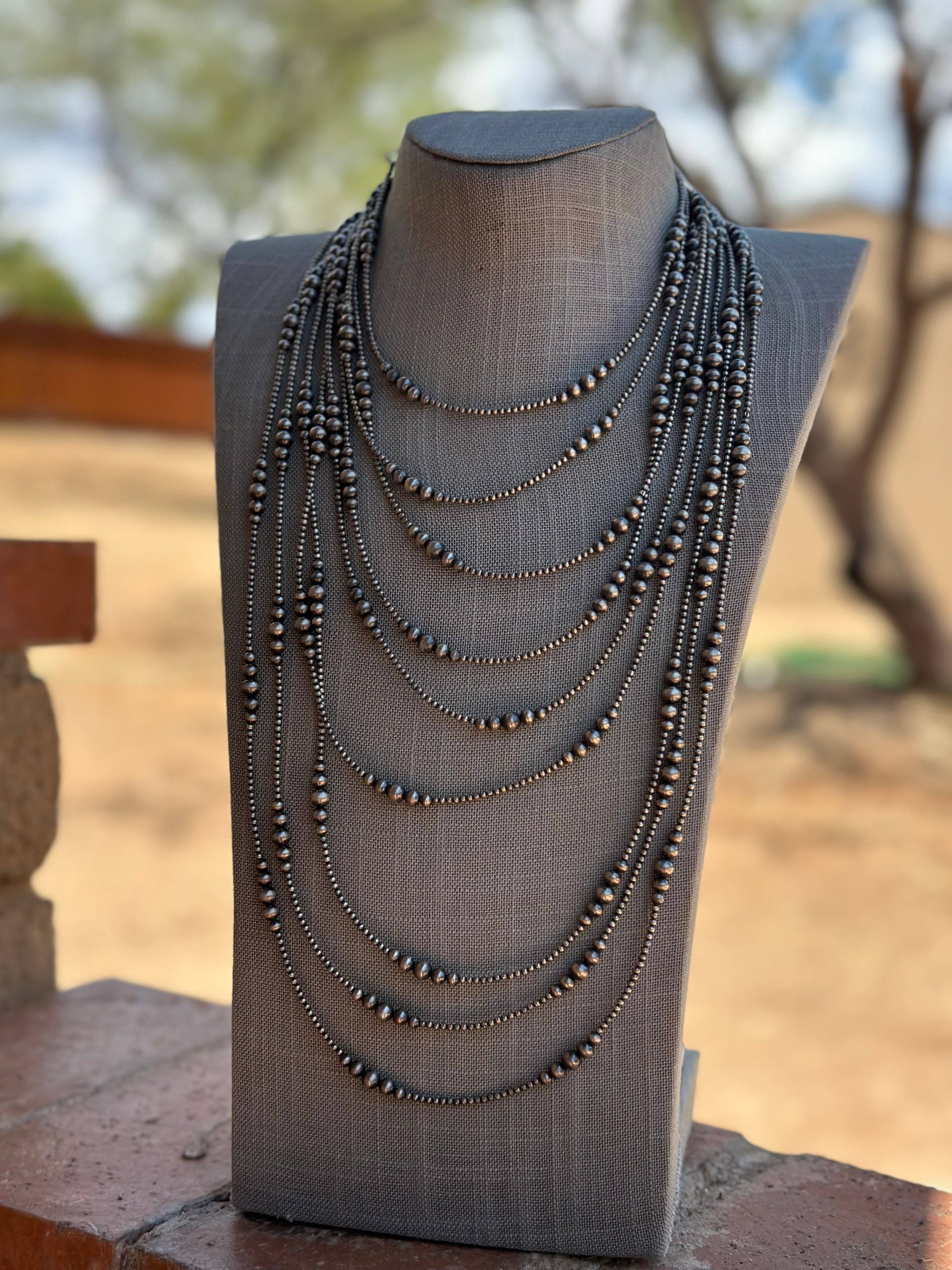 Nizhonitradersllc - Wholesale Beaded/Pearl Necklace - Handmade Graduated Sterling Silver Graduated Bead Beaded Necklace8