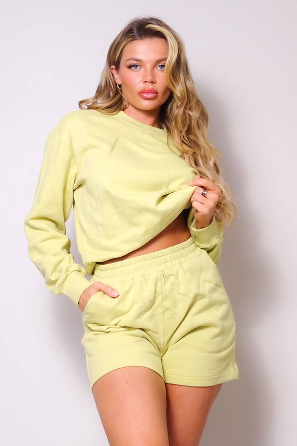 LIME LOUNGE NIGHTS IN SHORTS SET for wholesale on Faire1