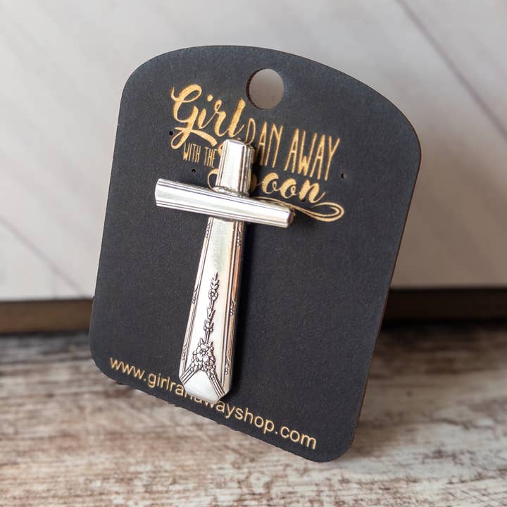 Silverware Handle Cross Pin for wholesale by Girl Ran Away With the Spoon