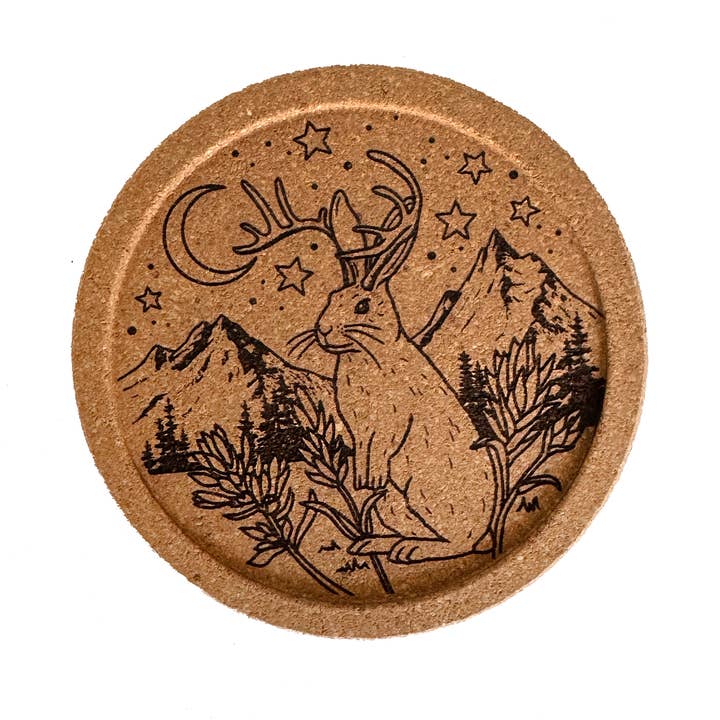 Jackalope Cork Coaster for wholesale by Art by Sharell