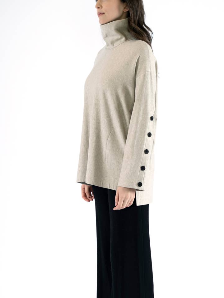 Capote - Wholesale Tunic - Women's - Miley Turtle Neck Square Tunic with Buttons9