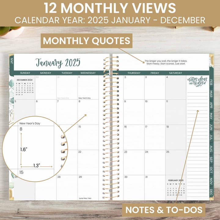 bloom daily planners - Venta al por mayor Agendas - Planificadores de tapa dura para el año calendario 2025, 5 x 8 pulgadas, elige el diseño