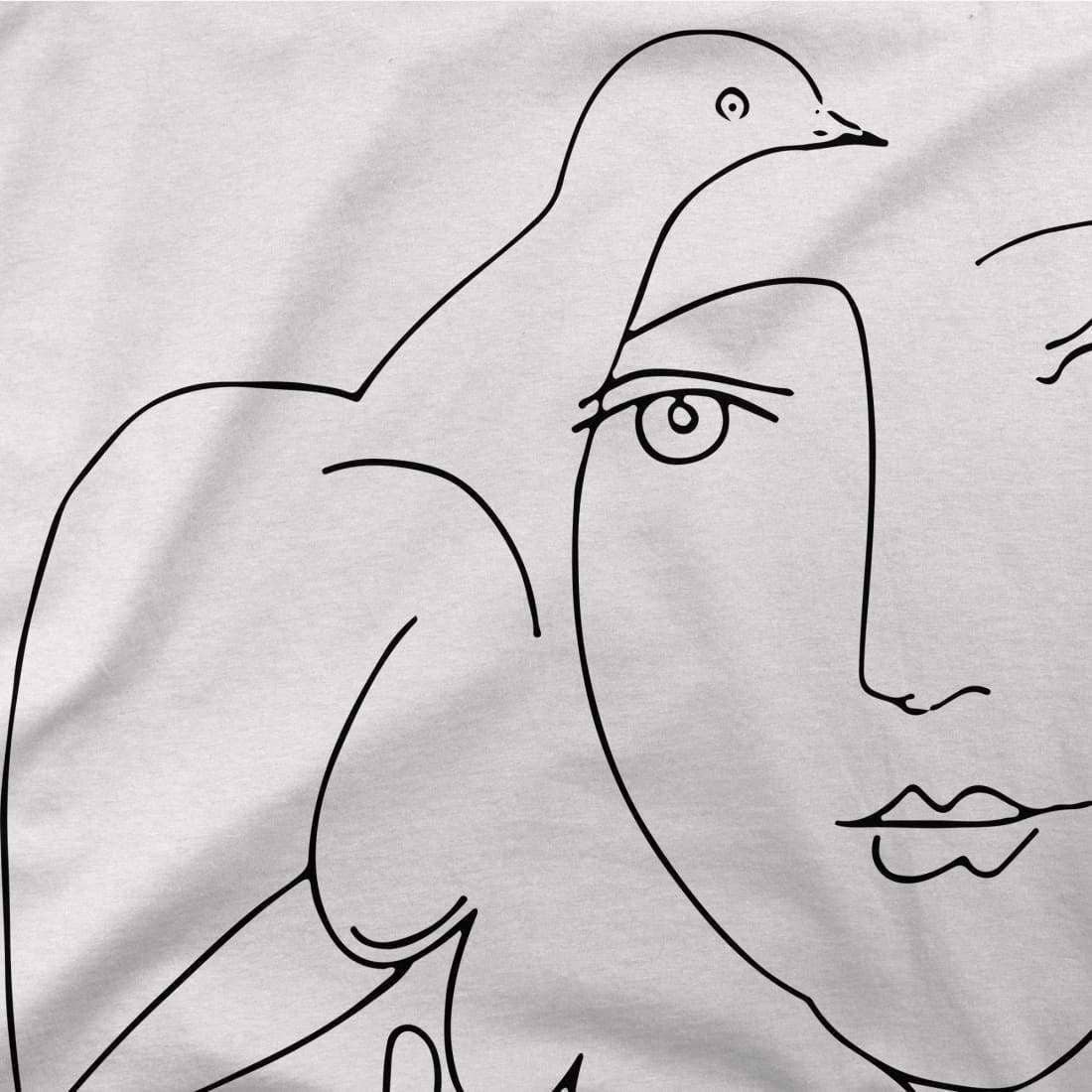 Art-O-Rama Shop – wholesale T-shirts med screentryck – Unisex – Pablo Picasso Peace (duva och ansikte) konstverk T-shirt2