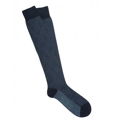 Four Cottons - Wholesale Socks - Unisex - Diamond socks in melange blue and navy blue