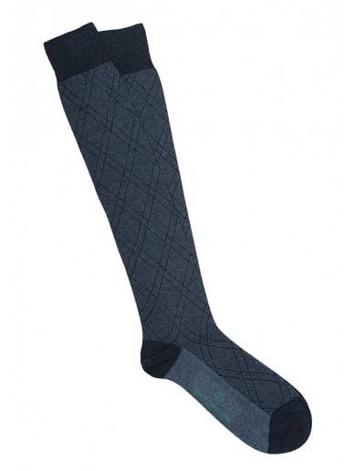 Four Cottons - Wholesale Socks - Unisex - Diamond socks in melange blue and navy blue0