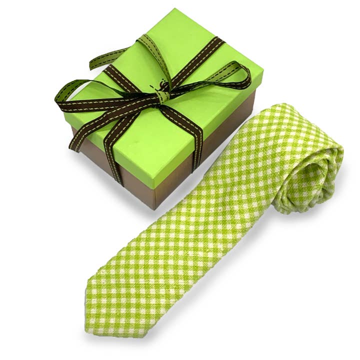 GRAVATA DE IMPRESSÃO VICHY VERDE COM 6 CM DE LARGURA. BACALHAU 128 por atacado de C.C.&Co.Srl