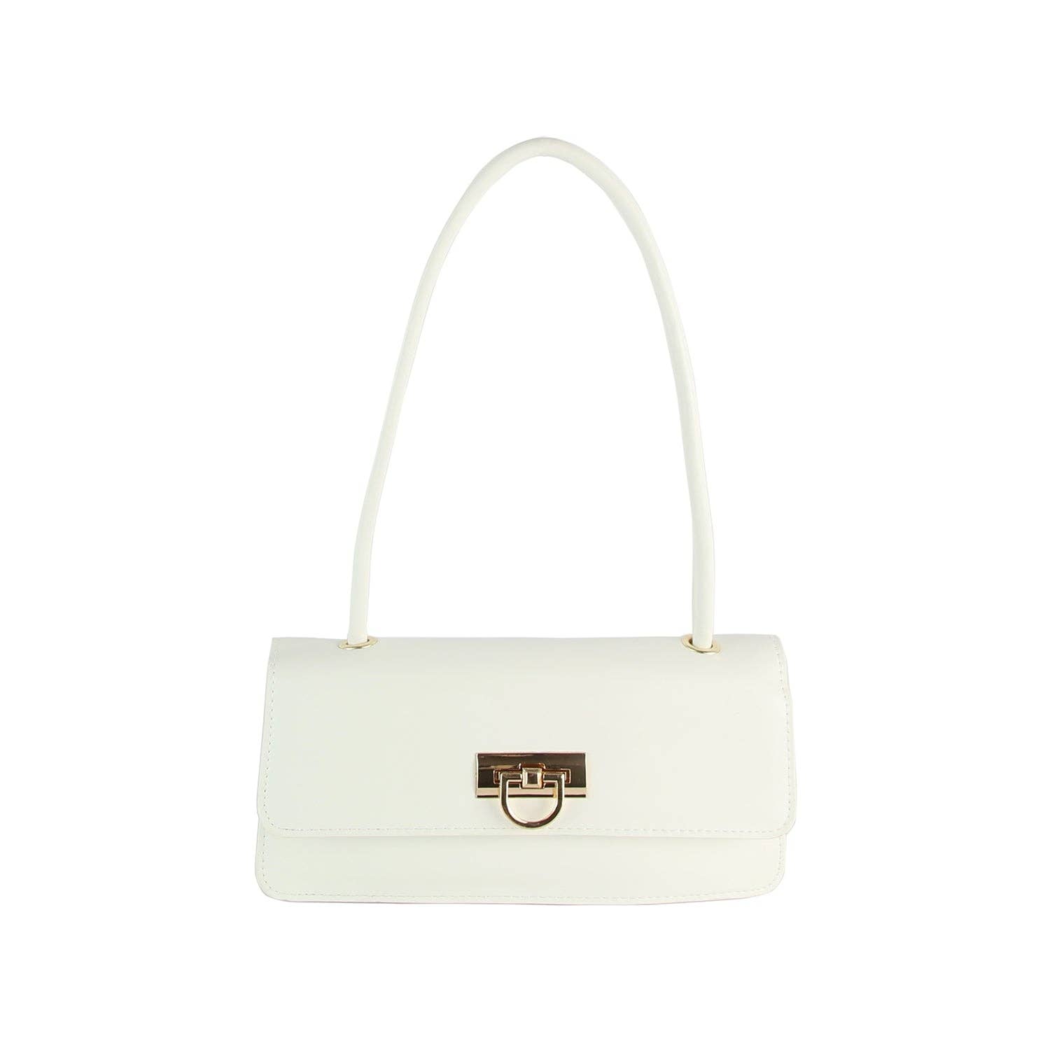 Handbag Factory Corp - Wholesale Shoulder Bag - Women's - Top Handle Gold Clasp Boxy Shoulder Bag7