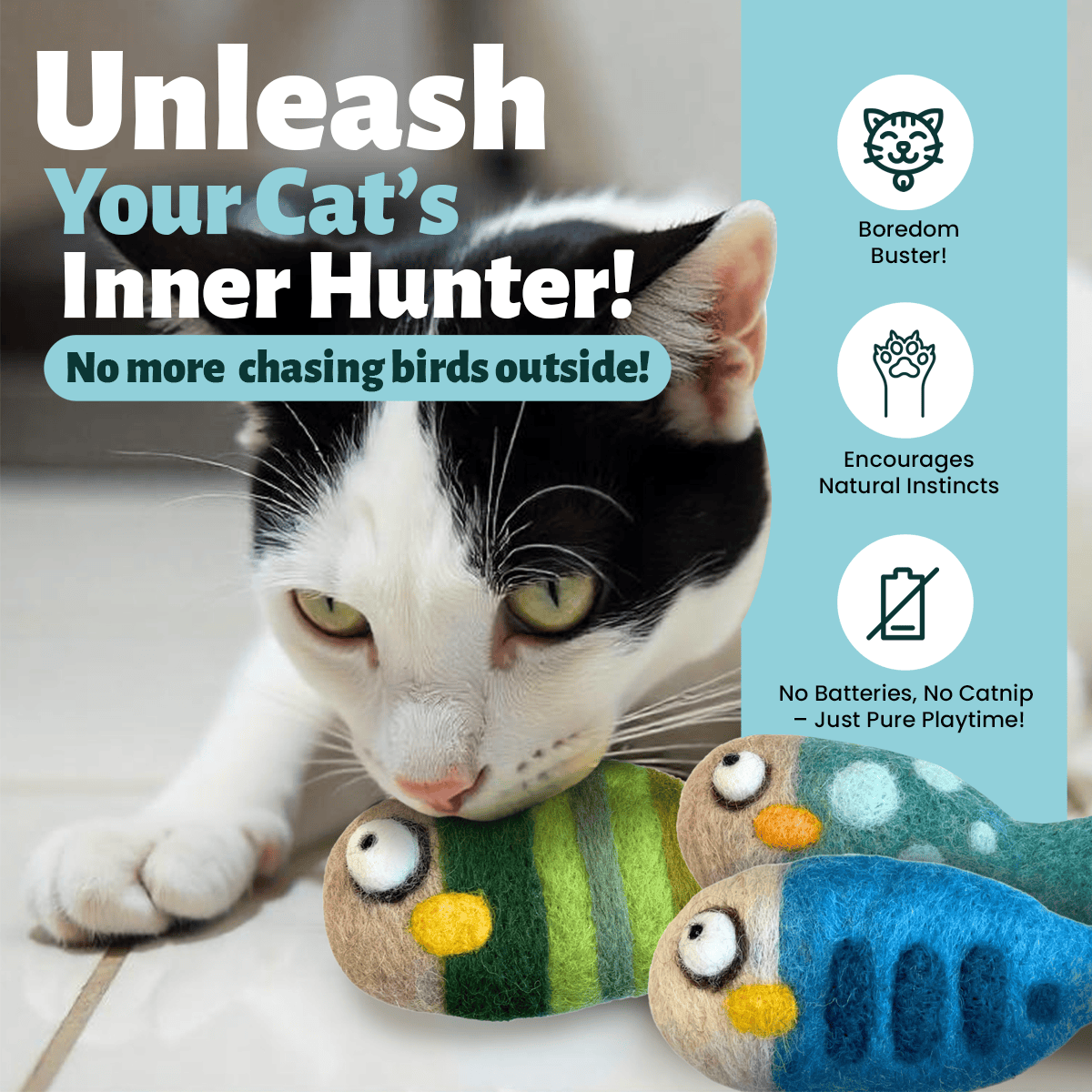 Woolbuddy - Wholesale Pet Toy - Cat - Woolbuddy Felted Fish Cat Toy3