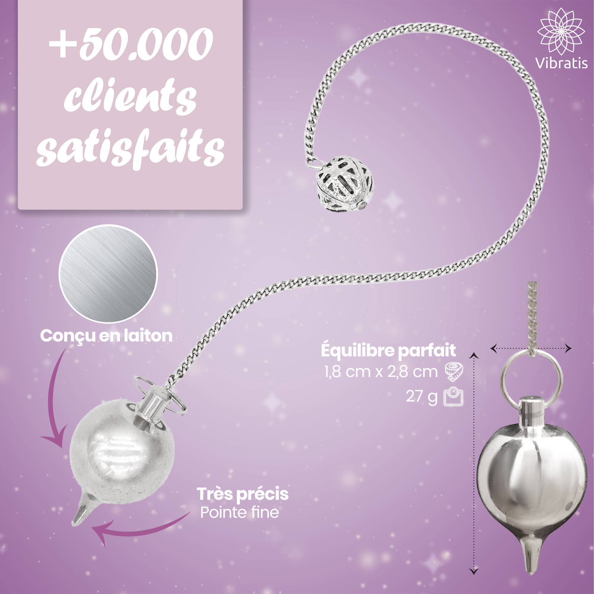 Vibratis – Großhandel Meditationszubehör – Radiästhesie-Orakeluhr – silberner Tropfen2