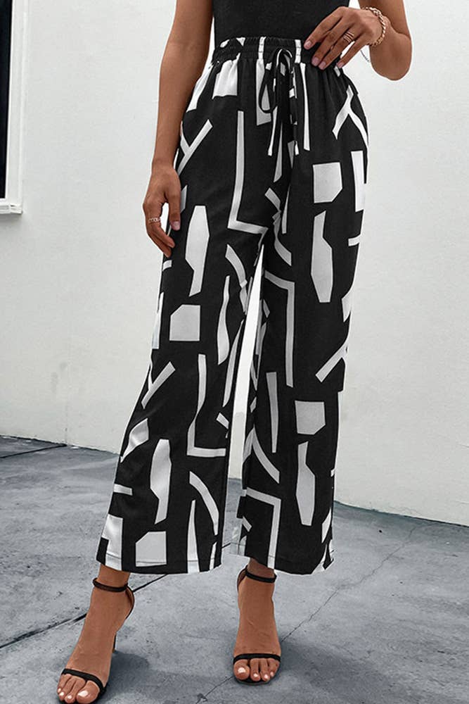 Sort Høj talje abstrakte printbukser BFZY636 for engroshandel på Faire1