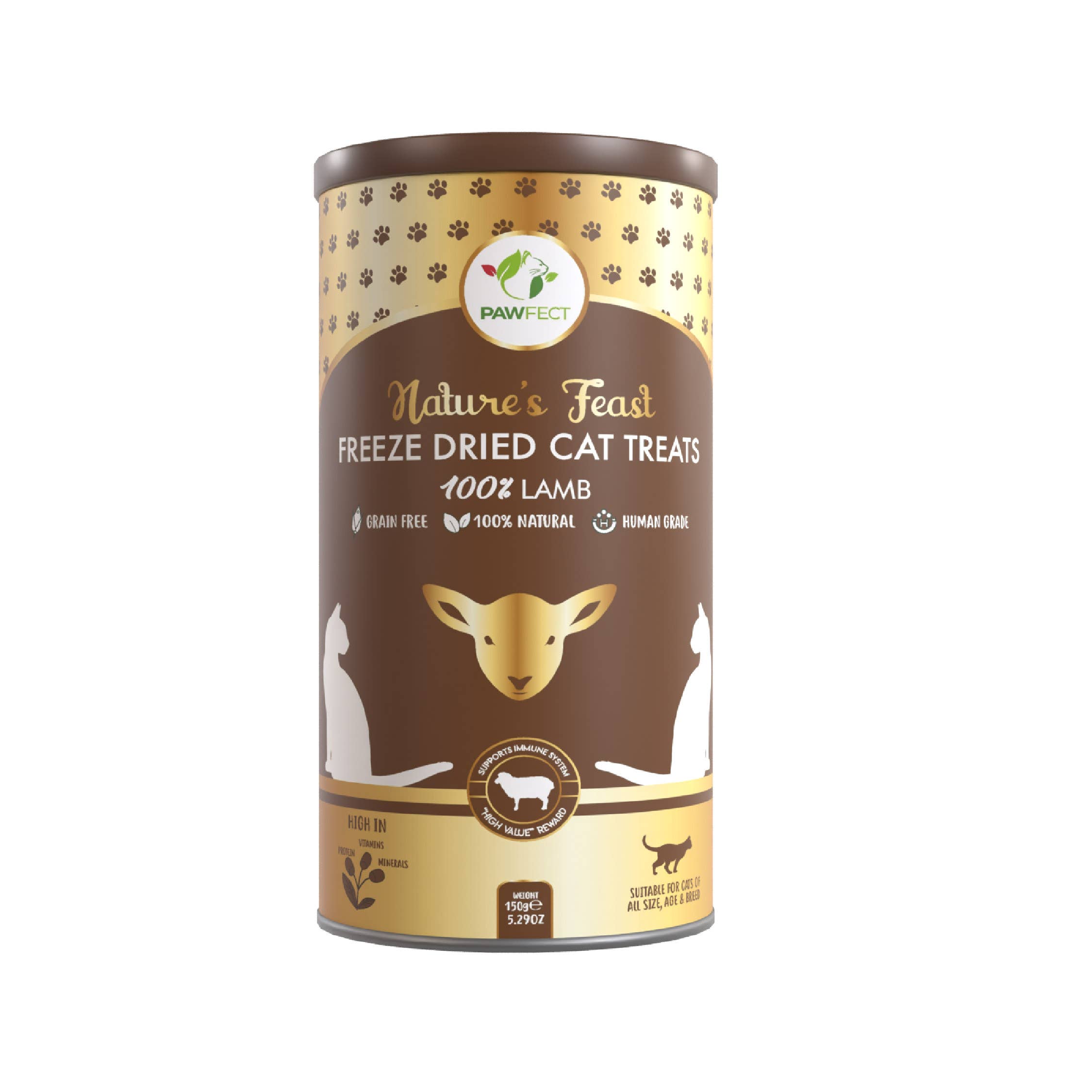 Pawfect Pet Foods Pvt Ltd - USA - Wholesale Pet Treats - Cat - Pawfect Nature's Feast Freeze-Dried Lamb Meat Treats for Cats| 100% Natural| Hypoallergenic| Easily Digestible| Grain-Free| Training Treat| High Protein| Low Fat| Single Ingredient treats(150g/5.29oz)0